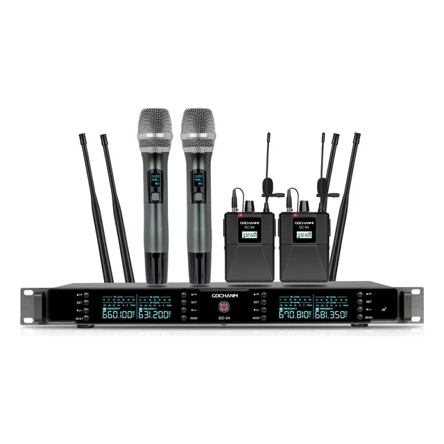 Microfonos Gc Gc04q Inalambrico Sistema Mano Solapa Cintillo