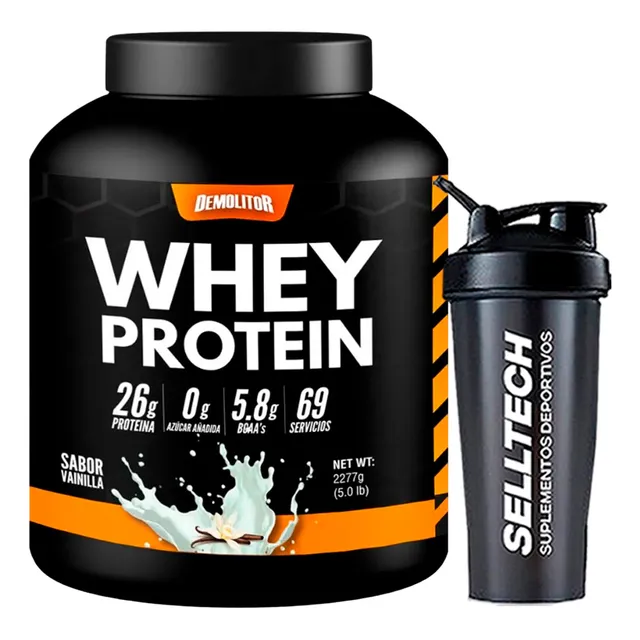 Proteína Demolitor Whey Protein 5lb Vainilla + Shaker