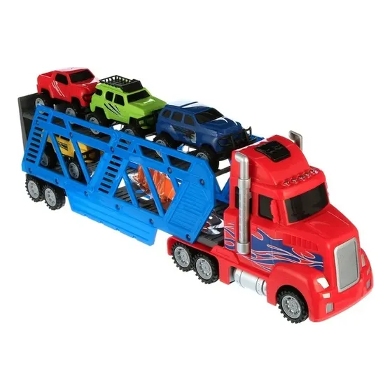 Cigueña, Camion De Juguete Transportador De Carro +luz Y Son