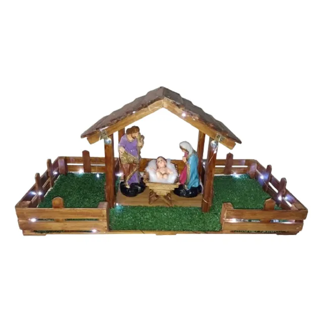 Pesebre Casita De Madera Para Nacimiento Navideño Desarmable