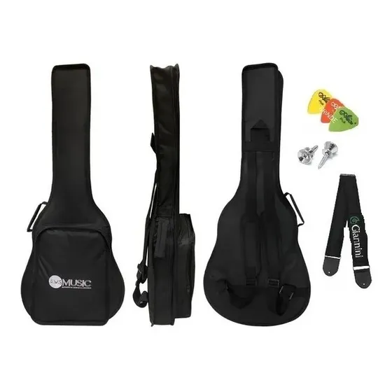 Capa Almofadada Cargo P/ Violão Flat Giannini Nf-14 Sf-14