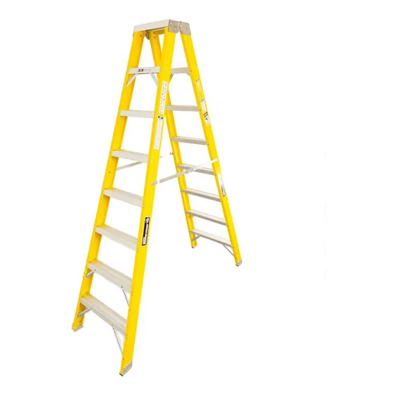 Escalera Fibra De Vidrio Tijera Doble Ascenso De 8 Pasos