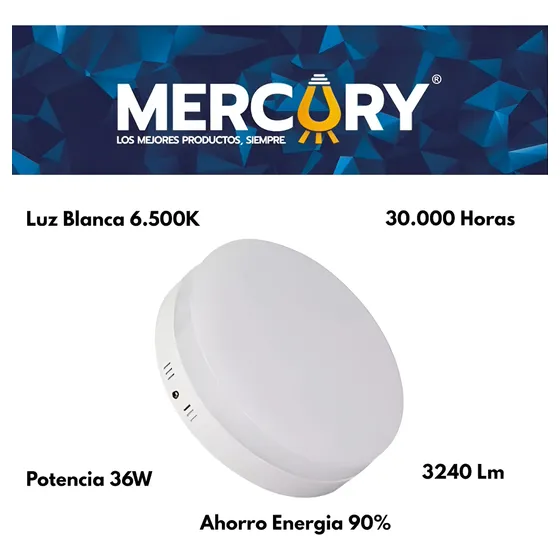 Lámpara Led Redonda Superficial Borde Infinito 36w Frameless