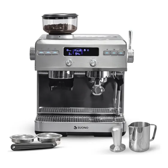 Cafetera Expreso Atelier Suono Con Molinillo 1600w 20 Bares Color Acero Inoxidable