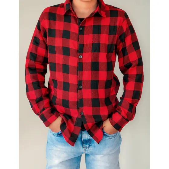 Camisa Xadrez Infantil Flanelada Menino Masculino Junina