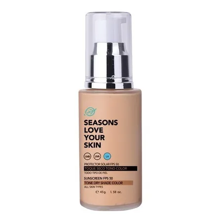 Protector Solar Facial Con Color Toque Seco Fps 50 Seasons