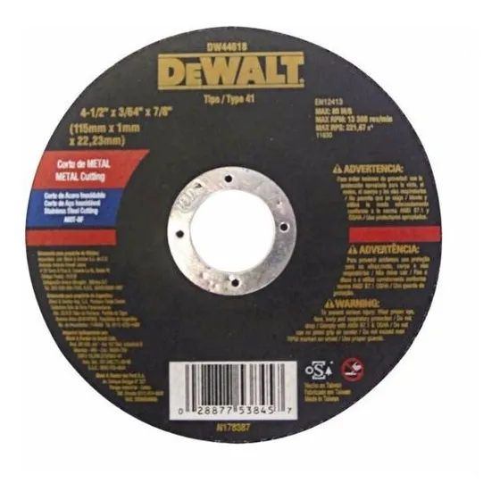Disco Abrasivo / Corte Metal-inox. 4 -1/2 X 1/16 (1.6mm) Color Negro