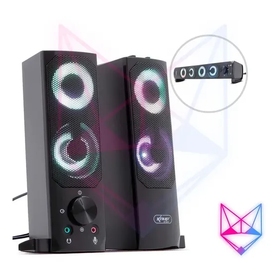 Soundbar Knup 2.0 12W USB e P2 para Smart TV, PC e Gamer