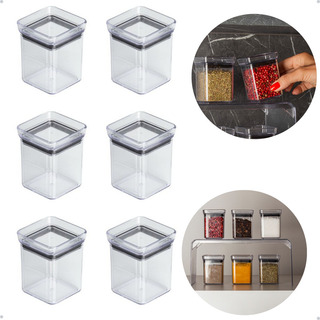 Jogo 6 Mini Potes Lumini 180ml Organizadores De Temperos Jogo 6 Mini Potes Lumini 180ml Organizadores De Temperos