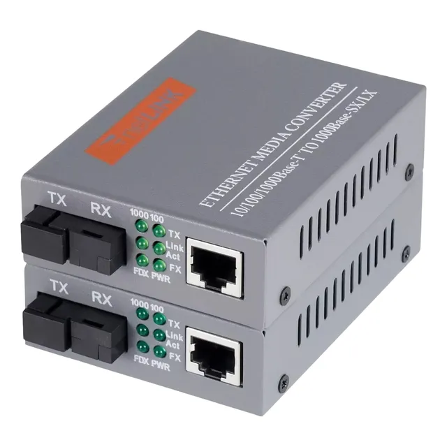 Convertidor De Medios De Fibra Óptica 1000gb Sc 20km 1par