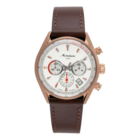 Relógio Mondaine M1 Cronógrafo 33055gpmvrc4 Edição 1954 42mm Marrom Dourado Branco