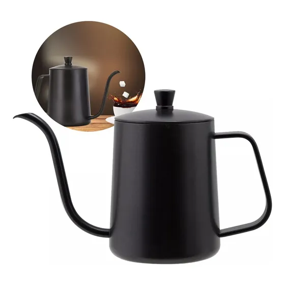 Tetera Cuello Cisne Negra 600 Ml Café Te De Acero Inoxidable