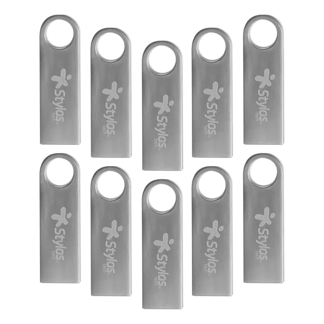10 Pack Mayoreo - Memoria Usb 2.0 32gb Stylos Tech St100 Plateado St100
