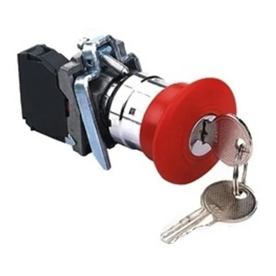 Pulsador Hongo Rojo Parada De Emergencia 22mm Con Llave