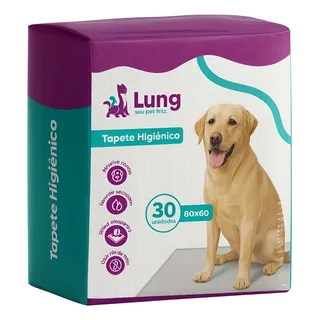 Tapete Higiênico Grande Para Cachorro Lung Pet 80x60cm Branco 30 Unidades Anti Odor