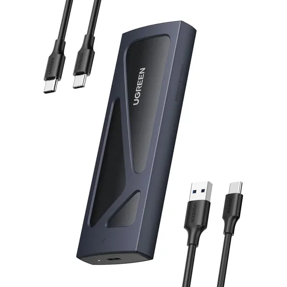 Ugreen Carcasa M.2 Disco Duro Nvme Pcie Caja Con Uasp Cable Usb A To C 0,25m Adaptador Para Ssd M.2 Sata M Key B Y M Key Compatible Con 2230/2242/2260/2280 Negro