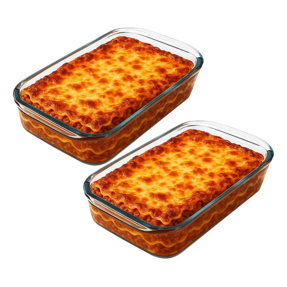 Forma Retangular De Vidro Assadeira 1l Para Forno Kit 2 Un