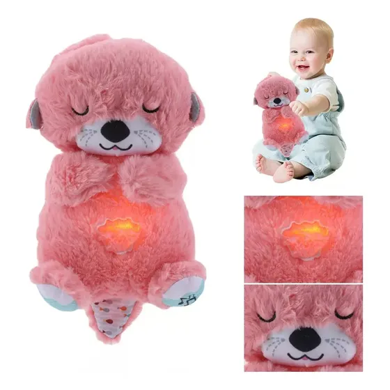 Peluche Nutria Realista Bebe Estimulación Sensorial Sonido Color Rosa | Cuotas sin interés