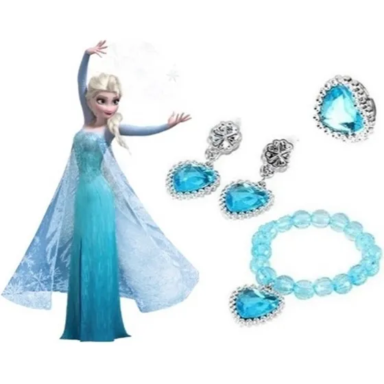 Pack Joyas Frozen Niña Pulsera Anillo Arete Juguete Disfraz