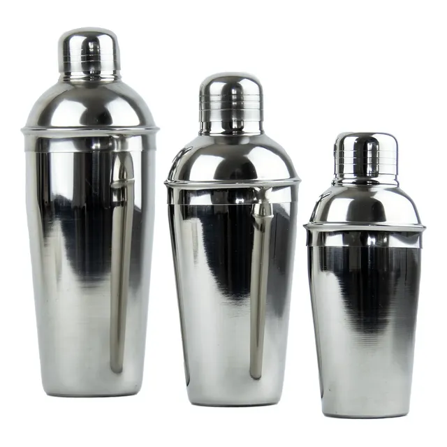 Kit De 3 Cocteleras (300ml, 500ml, 750 Ml) Acero Inoxidable Color Plateado