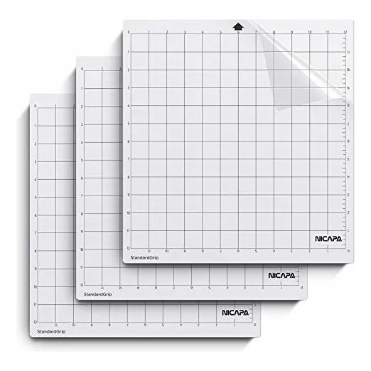 Nicapa Standardgrip - Tapete De Corte Para Silhouette Cameo 4/3/2/1 (12 X 12 Pulgadas, 3 Alfombrillas) Calcomanía Estándar Para Acolchar, Accesorios De Repuesto Para Silhouette Cameo