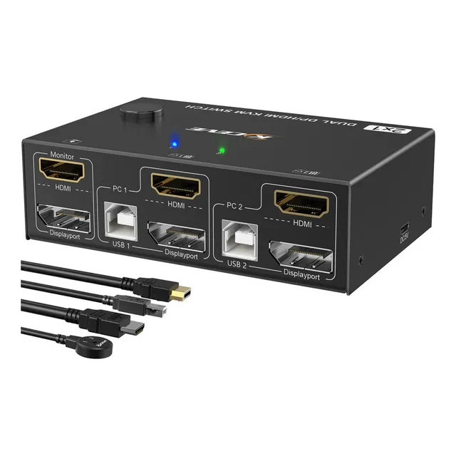 Monitor Duplo Kceve Kvm 2 Portas 4k @60hz Compartilhar Para