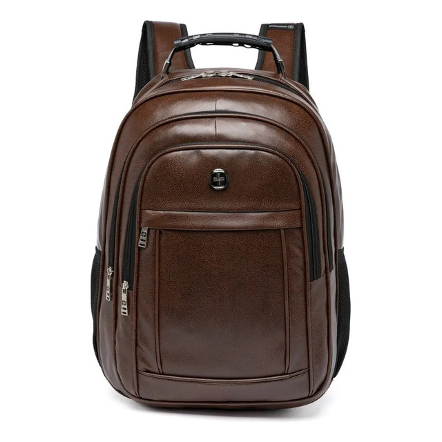 Mochila Costas Executiva Crossgear Couro Sintético Marrom Masculina Liso Mochila Costas Executiva Crossgear Couro Sintético Marrom Masculina Liso