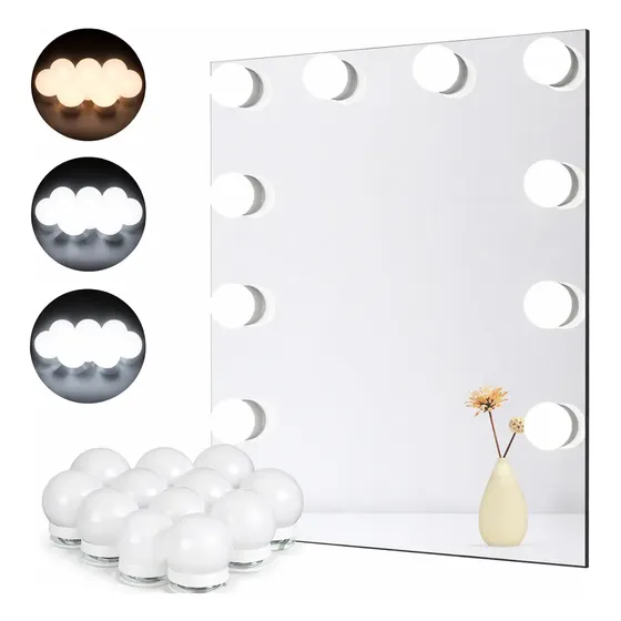 Kit 10 Focos Lamparas Luz Led Espejo Usb Maquillaje Camarin