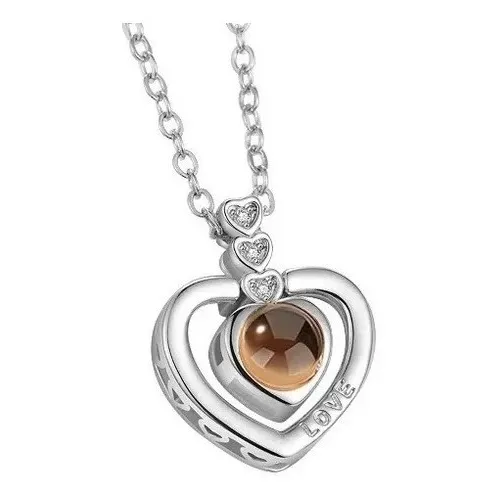 Collar Corazón En 100 Idiomas Te Amo Proyección (plateado)