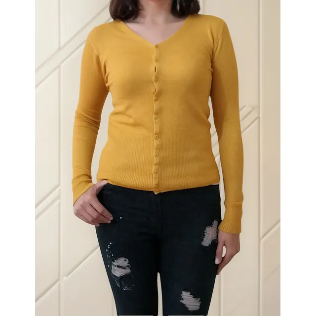 Saco Básico Con Botones Cárdigan Unicolor Para Dama. S-m