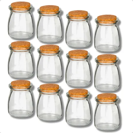 Pote De Vidro Tampa Rolha Cortiça Porta Tempero Kit Com 12 Transparente