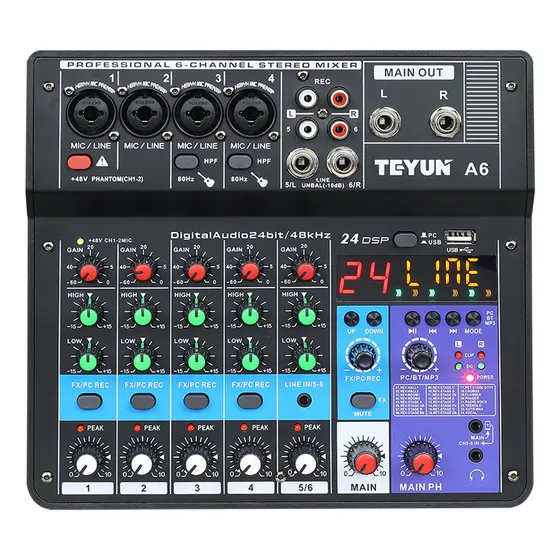 Consola Mezclador Dj A6 Bluetooth Equalizador Mic 6 Canales