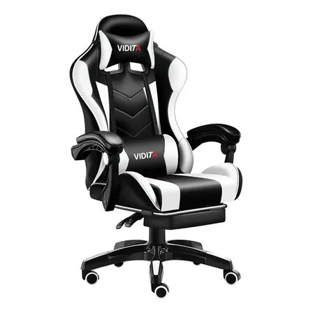 Cadeira Gamer Vidita Gx2000 Ergonômica Preto E Branco De Couro Sintético Preto/branco