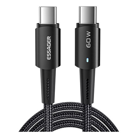 Essager Cabo Carregador Turbo Led 2 Pontas Tipo C 3 M Cor Preto Essager Cabo Carregador Turbo Led 2 Pontas Tipo C 3 M Cor Preto