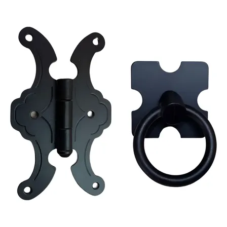 Kit Fpt 16 Dobradiças Borboleta + 8 Puxadores Santa Fé Preto Fosco