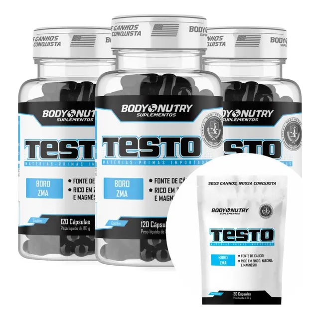 3x Testo 120 Cápsulas Original Importado + 30 Cáps Gratis 