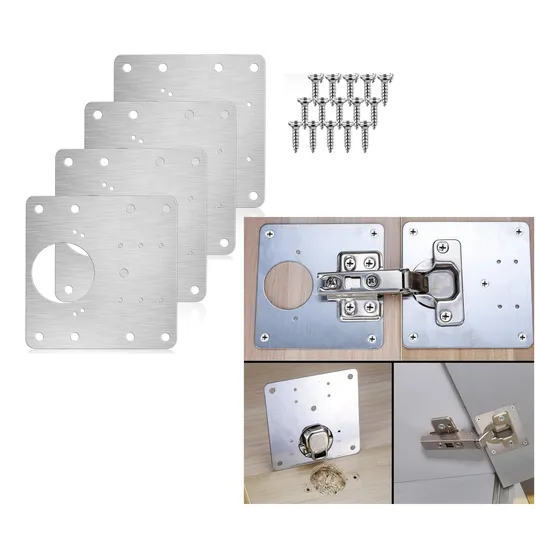 Placa Platina Reparación Puerta Bisagra Pack X 4unid+tornill