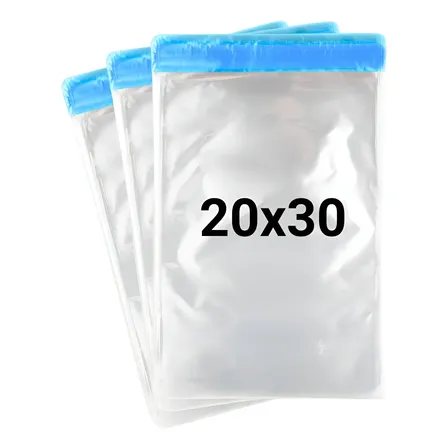 100 Sacos Plástico Transparente 20x30 Aba Colante Adesiva