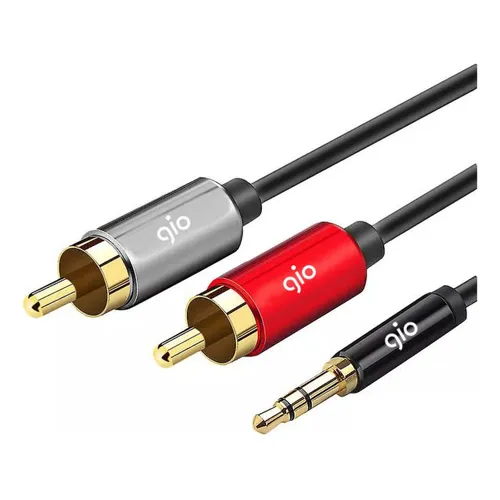 Gio Cable De Audio Auxiliar 3.5mm A Rca Hi Fi Chapa Oro 5mts