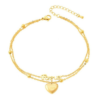 Pulsera De Tobillo Forever Love Multicapa Acero Inoxidable Pulsera De Tobillo Forever Love Multicapa Acero Inoxidable