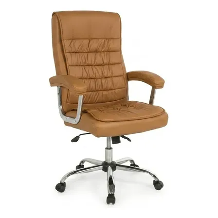 Cadeira De Escritório Presidente Ergonômica Estofado Couro Marrom