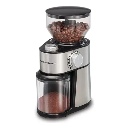 Moedor De Café Grande Hamilton Beach 225w Inox 18 Configurações De Moagem Grossa A Extrafina Quantidades Ajustáveis De 2 A 14 Xícaras - 127v Preto