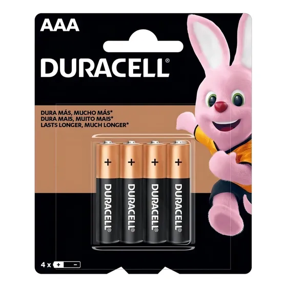 Pilha AAA Duracell Coppertop MN2400 Cilíndrica - kit de 4 unidades