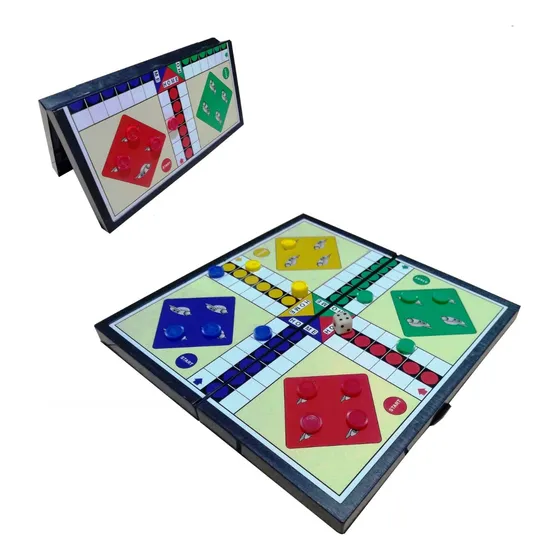 Juego De Ludo Parchís Imantado Tablero Plegable 30.5x30.5cm