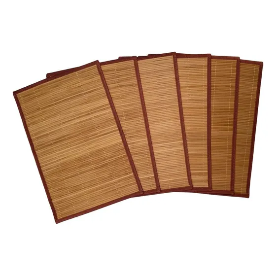 Set 6 Piezas Tapetes Individuales Bambú Medida 30x45 Cm 45 Cm 30 Cm Estera Bambú Marrón