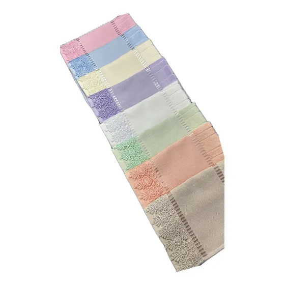 Kit 10 Toalhas Lavabo Bella C/ Renda Guipir Para Bordar