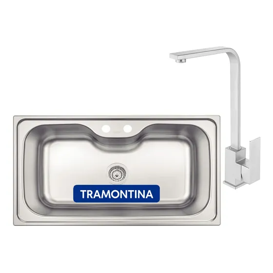 Pileta Cocina Bacha De Acero Inoxidable Tramontina + Grifo