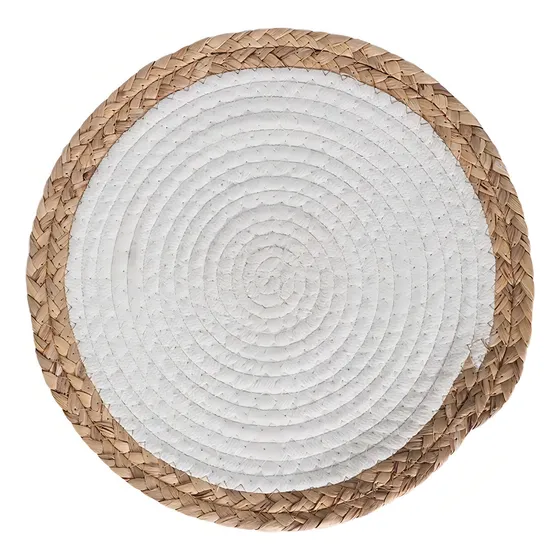 Individual Tejido Posa Plato 30 Cm Blanco/natural