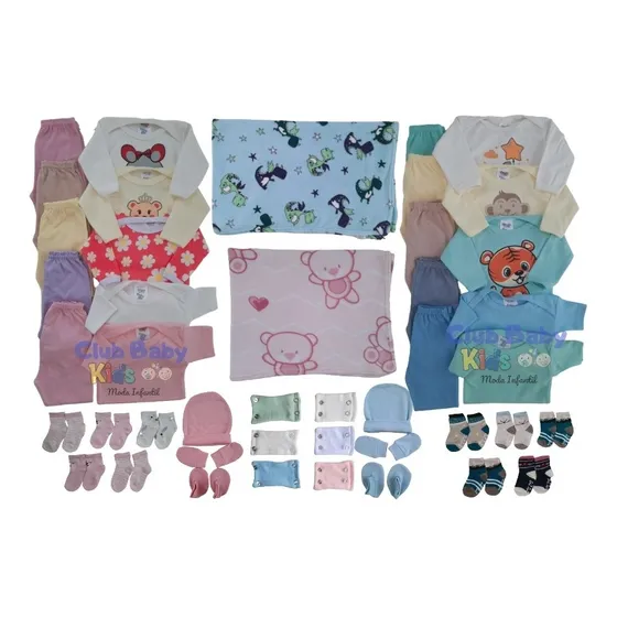 Kit 18 Pçs Maternidade Enxoval Bebê Com Manta Fofinha 