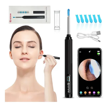 Otoscópio Digital S/fio Wifi Câmera Para Ouvido Recarregável Preto 127/220v